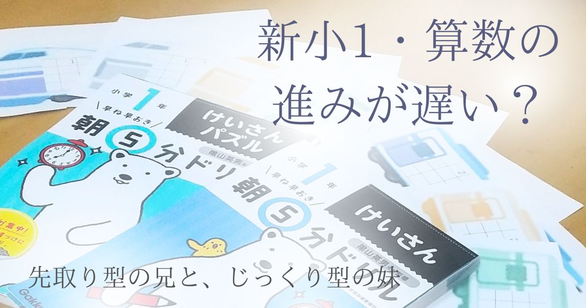 新小1の算数の進みが遅い？先取り型の兄と、じっくり型の妹